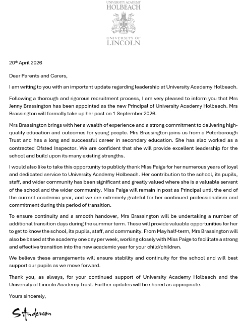 New Principal Announcement